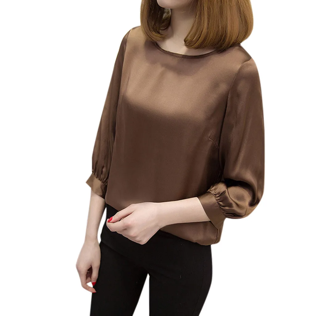 Женская Элегантная блузка однотонная офисная рубашка в Корейском стиле