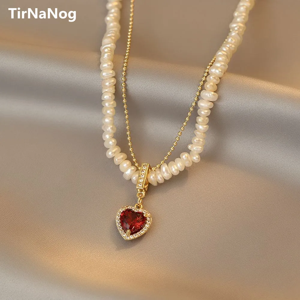 

Restoring Ancient Ways is The Baroque Freshwater Pearl Necklace Fashion Luxury Heart-shaped Crystal Clavicle Chain Pendant