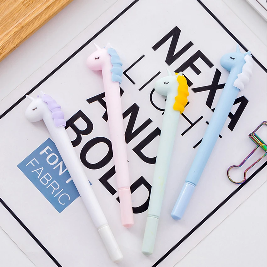 1pcs/lot 0.5mm black ink unicorn gel pen cute gifts writing signing for school and office supplies | Дом и сад
