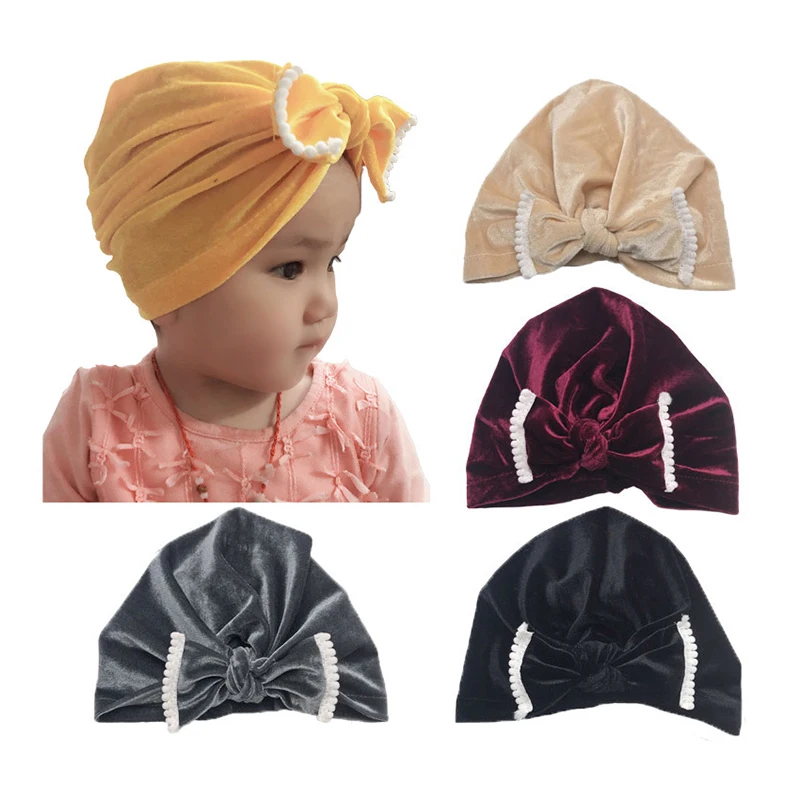 Infant Headbands Solid Cotton Kont Turban Headband For Girls Stretchy Beanie Hat Headwear Baby Hairband Faixa Cabelo Para Bebe | Детская