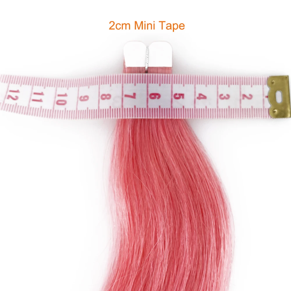 

2cm Mini Tape In Human Hair Extensions European Virgin Human Hair 20Pcs Skin Weft Sandwich Hair Blonde Pink Brown Grey Silver
