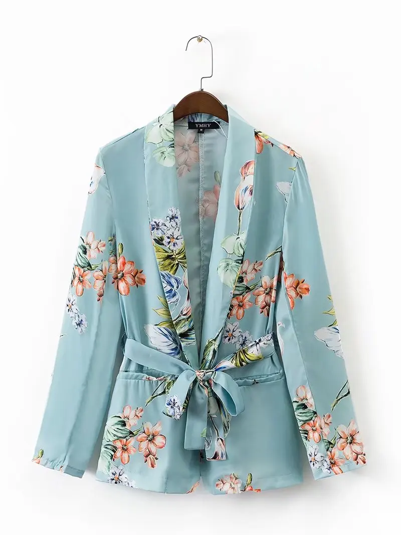 coat Комплект из 2 предметов, костюм женский праздничный костюм в европейском стиле Модный повседневный костюм с цветочным узором Пижамный костюм с длинными рукавами, куртка+ штаны - Цвет: coat