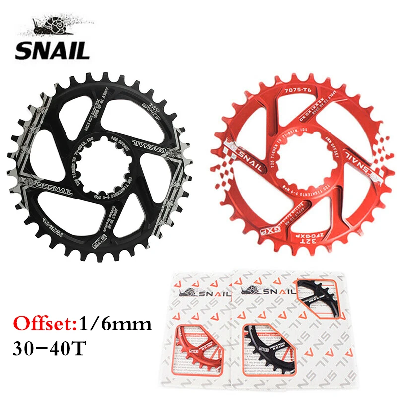 Передняя звезда SNAIL MTB узкая и широкая Звездочка GXP 30-40T офсетная 1 мм 6 велосипедная