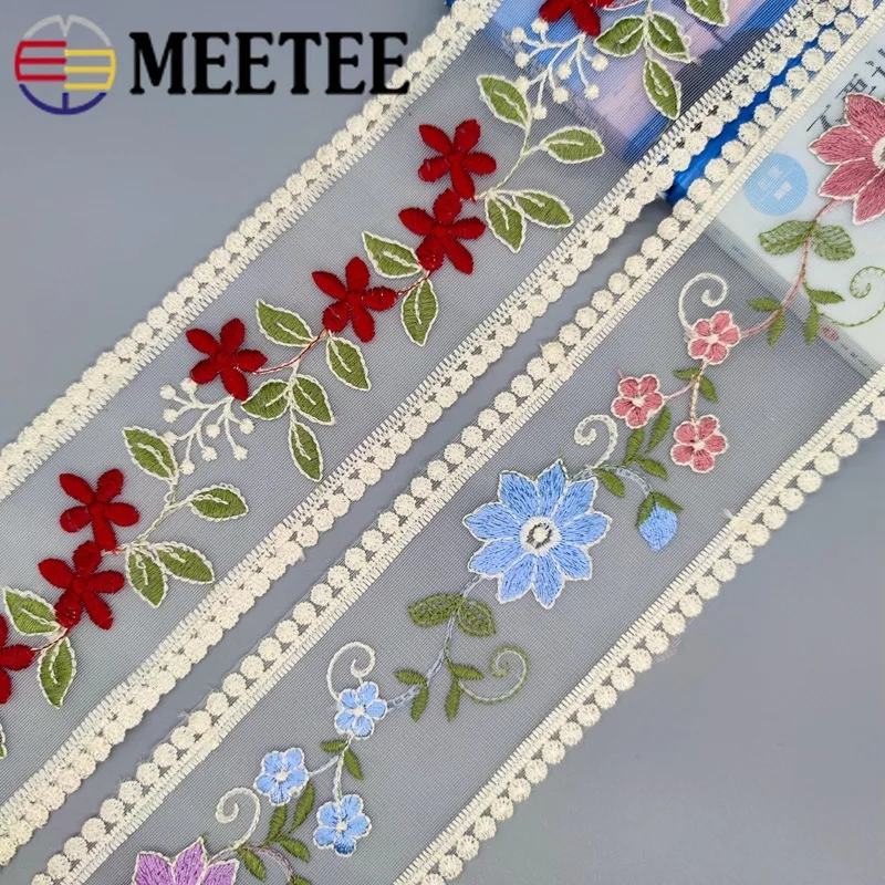 

5yards Meetee 95mm Beige Embroidered Lace Trims Hollow Carved Mesh Trimmings Sewing on Patch Wedding Dress DIY Bow Material