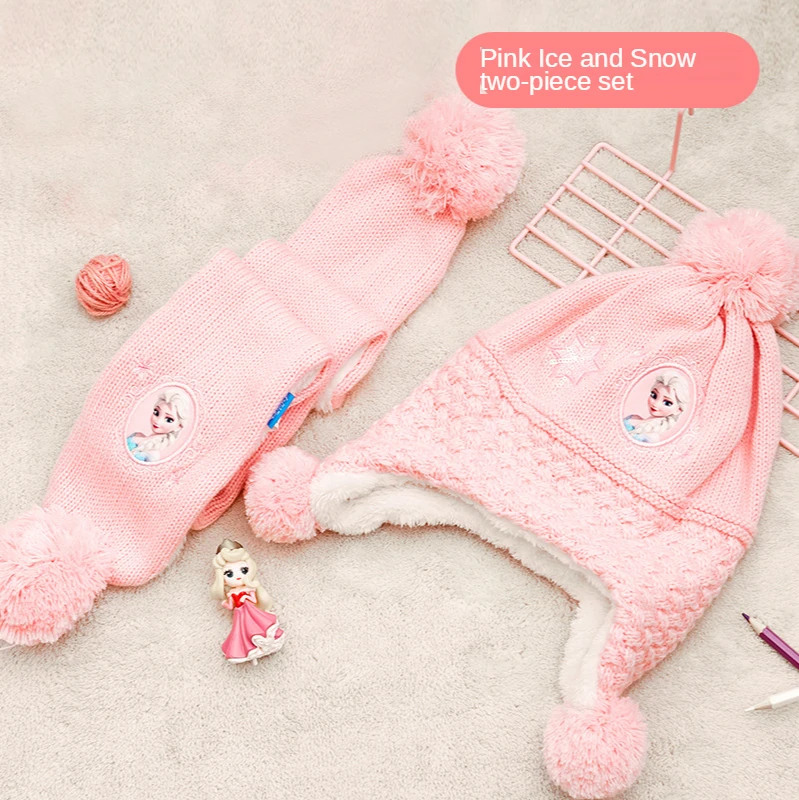 

Disney Winter Keep Warm Multi-piece set New cartoon children outdoor knitting thickened hat sports Scarf, Hat & Glove Sets