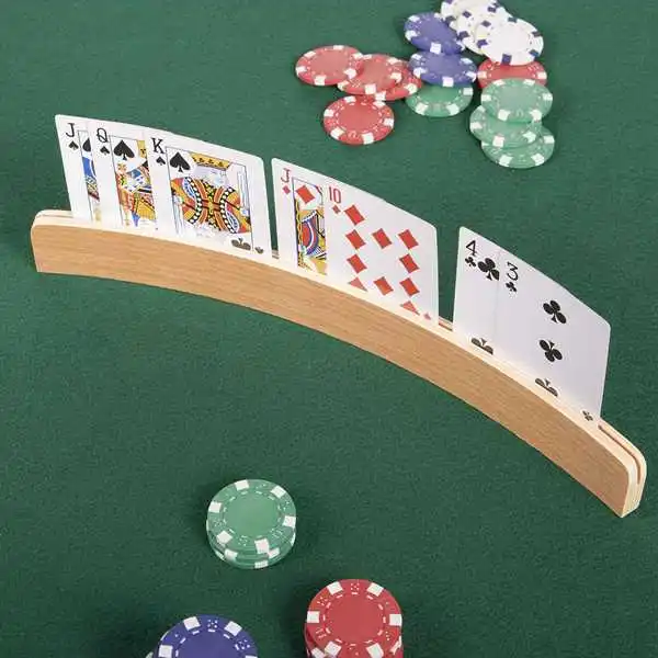 

4PCS/Set Wooden Arc Playing Cards Holder Curved Games Card Holder for Poker Cards Games