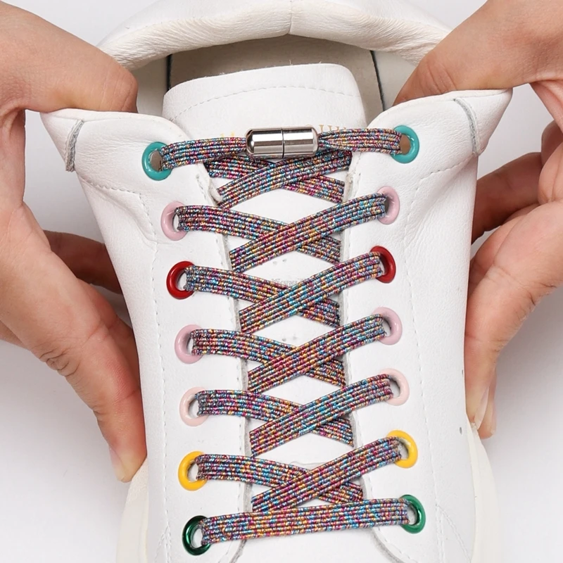 Colorful No Tie Shoe laces Elastic Laces without ties Flat Shoelaces for Sneakers Kids Adult Quick lace for Shoes Rubber Bands