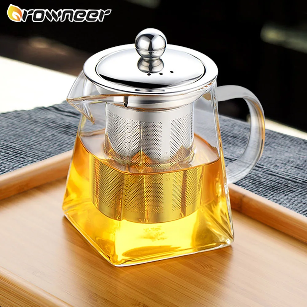 Многоразмерный квадратный прозрачный чайник термостойкая стеклянная чайница