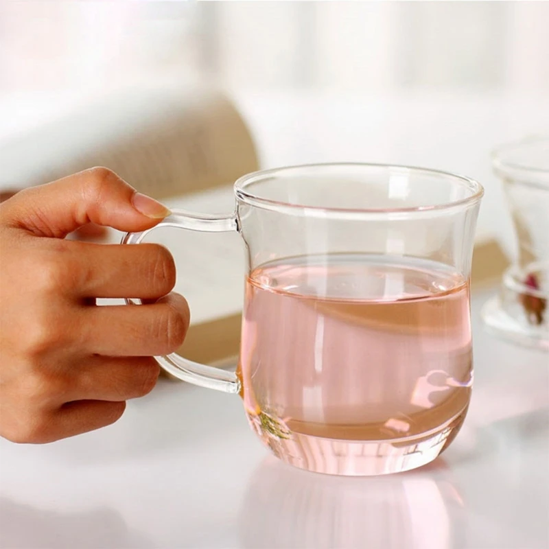 

300ml Transparent Clear Glass Milk Mug Coffee Blooming Tea Cup Teapot Kettle With Tea Infuser Filter Lid Home Office Drinkware