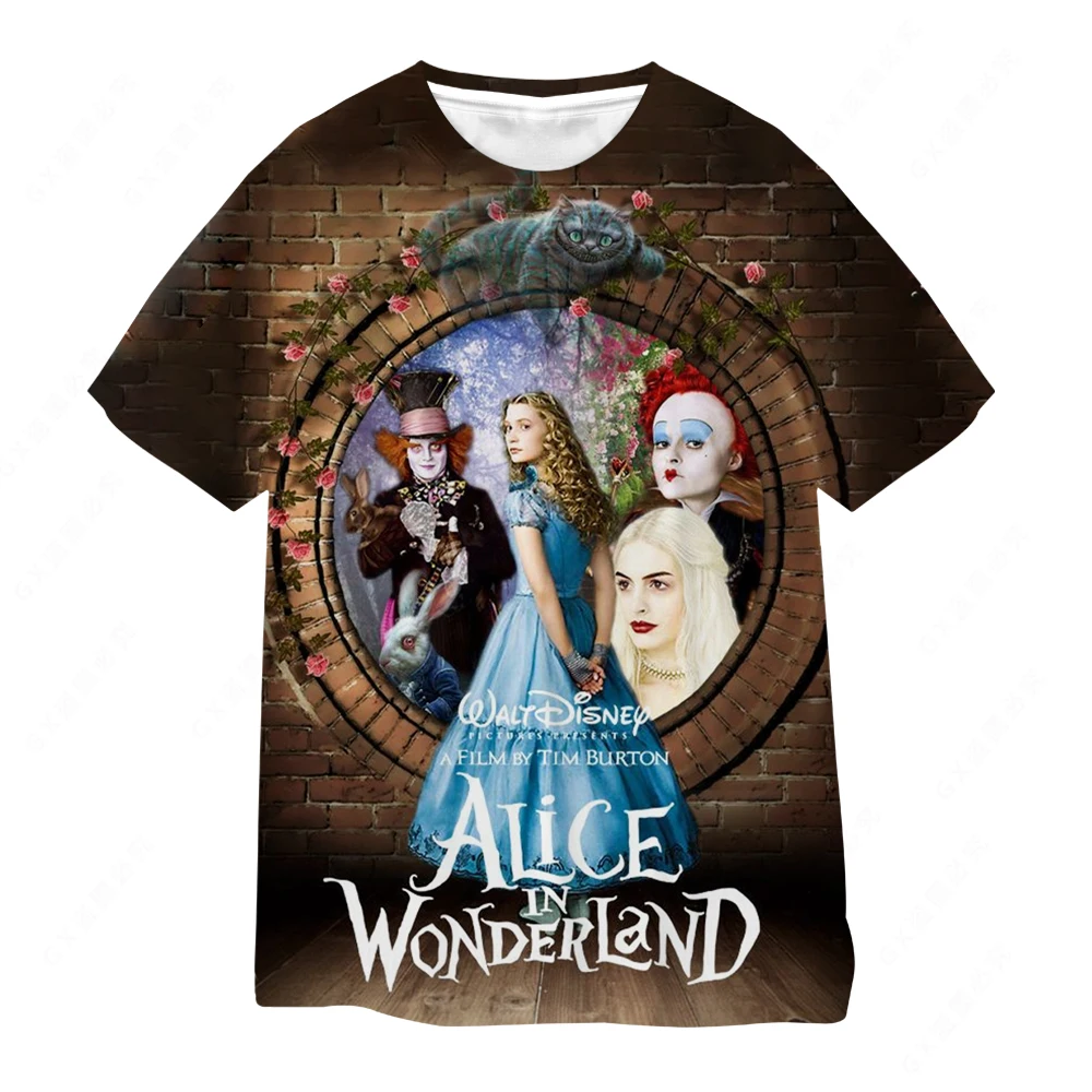 

Disney Alice in Wonderland 3D Printed Children T shirt cool casual summer short sleeved Men T-shirt Streetwear Women Tee Shirt
