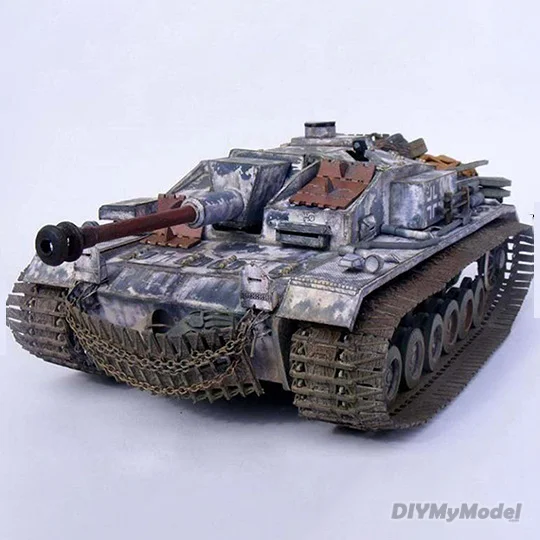 DIYMyModel-pistola de asalto alemana No3, modelo de papel 1:25 tipo F, arte de papel artesanal hecho a mano-0