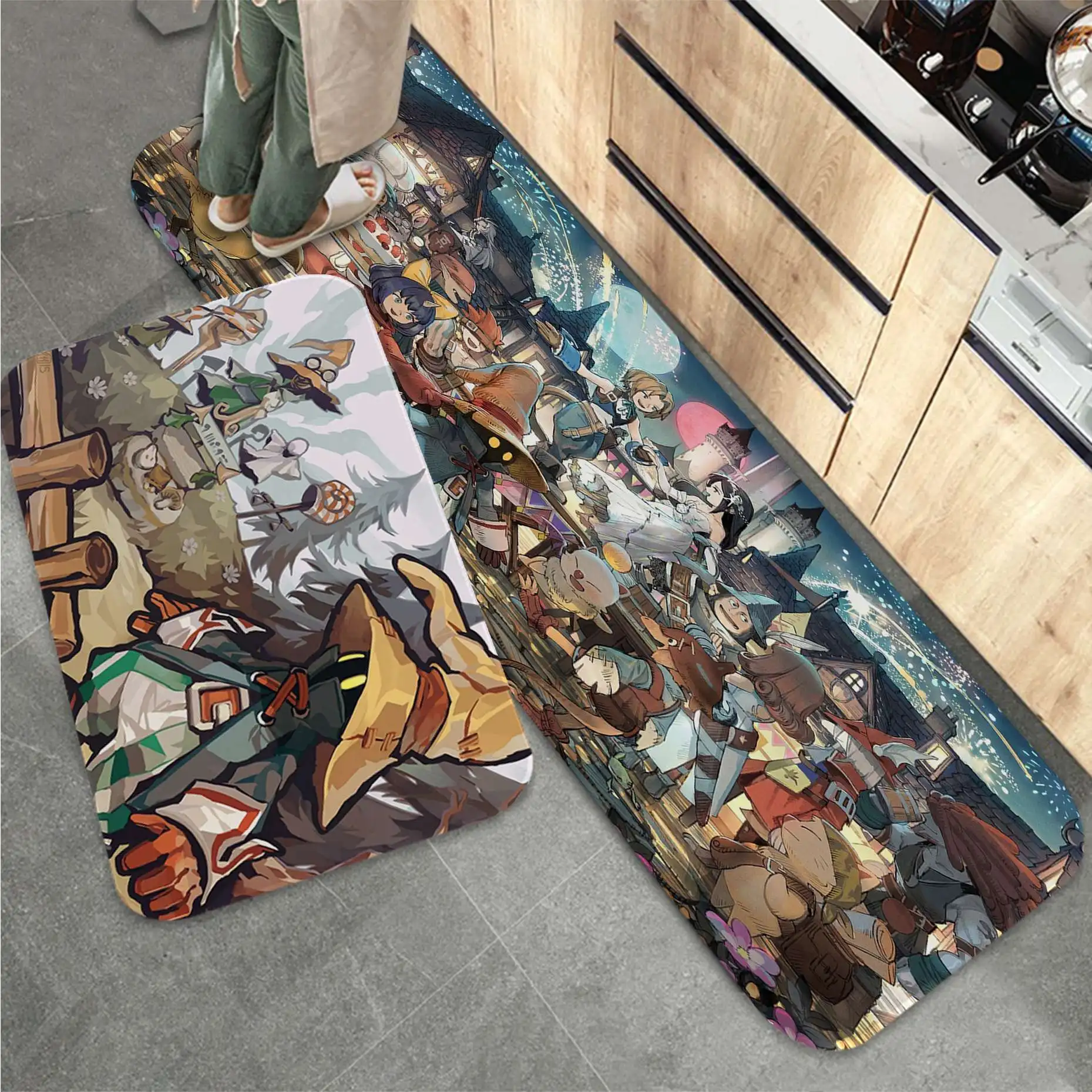 

Final Fantasy Printed Flannel Floor Mat Bathroom Decor Carpet Non-Slip For Living Room Kitchen Welcome Doormat