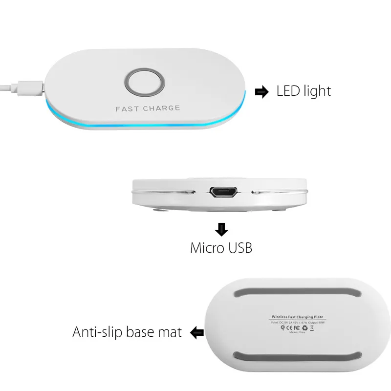 

Wireless Charger Pad 5 9 Hybrid 3 2s LG V30 10W QI Fast Wireless Charging Dock for iPhone 12 XR 8 Plus Samsung S6 S9 S8 S7 Edge