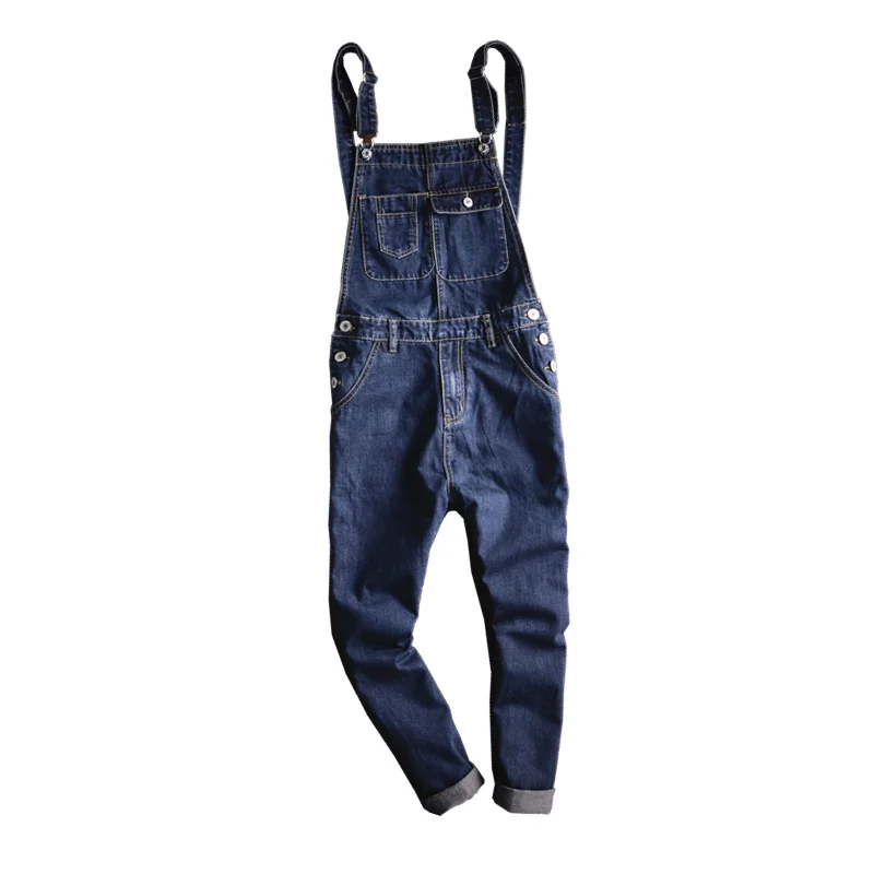 

Plus Size Jean Jumpsuit for Men Spring Summer 2020 Moto Biker Strap Suspender Ankle Trousers Bib Overalls Denim Overisze Pocket