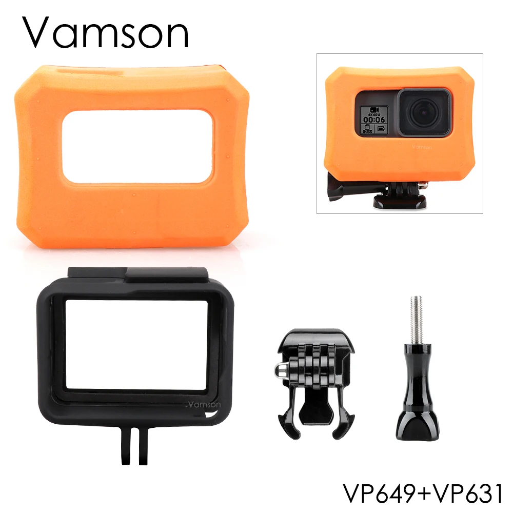 VP649-VP631 Vamson для Go pro Водонепроницаемый защитный чехол оранжевый поплавок Крышка для GoPro Hero 7 6 5 черный 7 серебристо-белый аксессуары для камеры VP649 - Цвет: VP649-VP631
