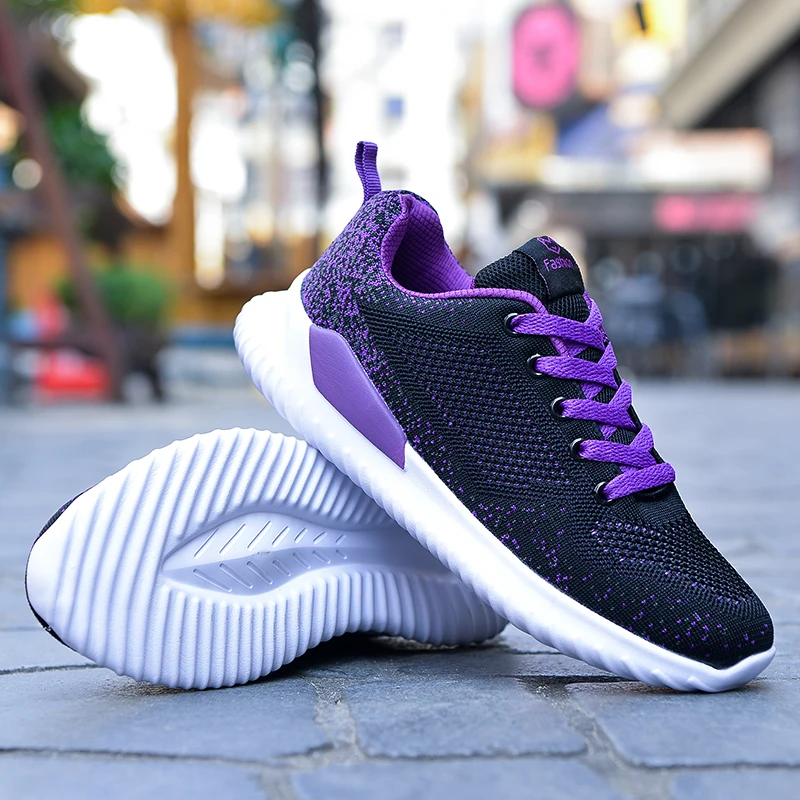 

2021 Black Sneakers Women Running Shoes Outdoor Walking Air Mesh Girls Fitness Sport Athletic Flats For Mother Gift