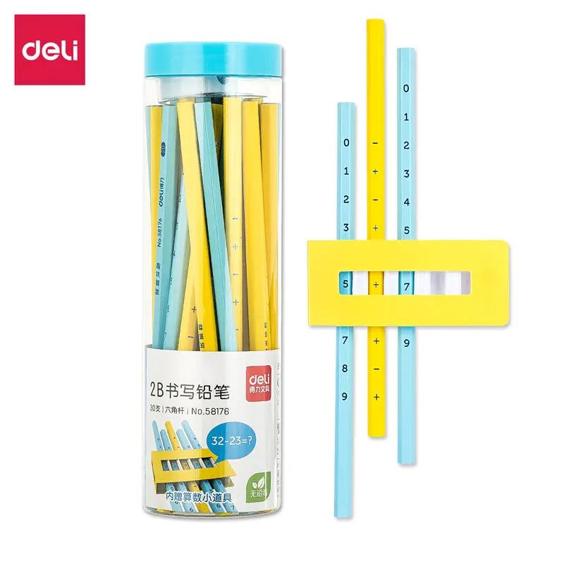 

Deli 58176, arithmetic operation, hexagonal graphite 2B pencil, writing pen, log non-toxic pencil, student office stationery