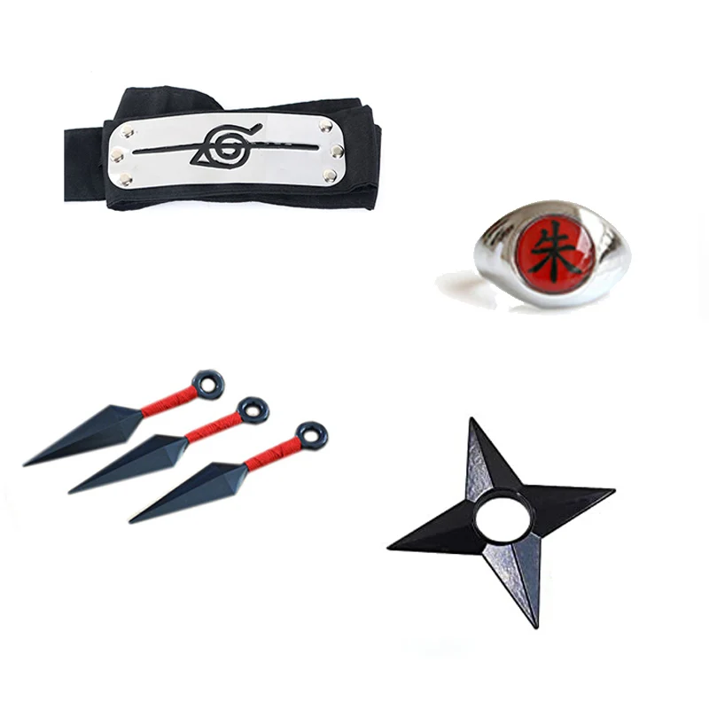 Аниме Uchiha ниндзя красное облако плащ повязка на голову кольцо Хэллоуин Косплей