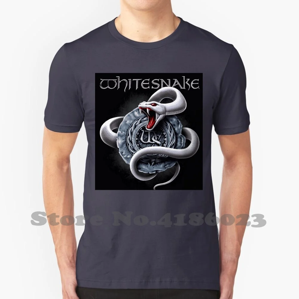 Somad Whitesnake Tour 2019 логотип обернутый в белую змею с черным фоном 100% хлопок футболка