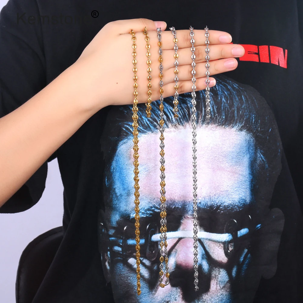 Браслет-цепочка Kemstone 5 мм из нержавеющей стали с золотым и серебряным покрытием в