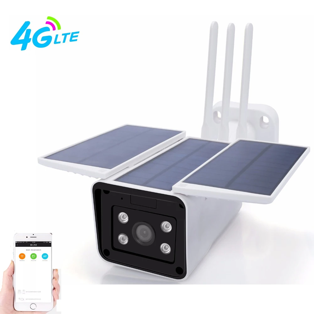 Уличная камера 4G с питанием от солнечной батареи IP 1080P HD P2P Sim карта бесплатным