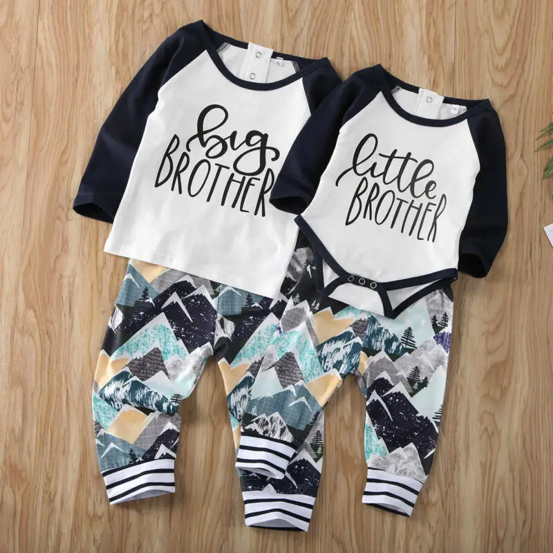 Большой/Little Brother и принтом Семейные комплекты комплект для маленьких мальчиков