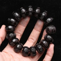 handmade mens 20mm12 beads natural ebony wood prayer bead chain wrist meditation stress relief bracelet rosary for men
