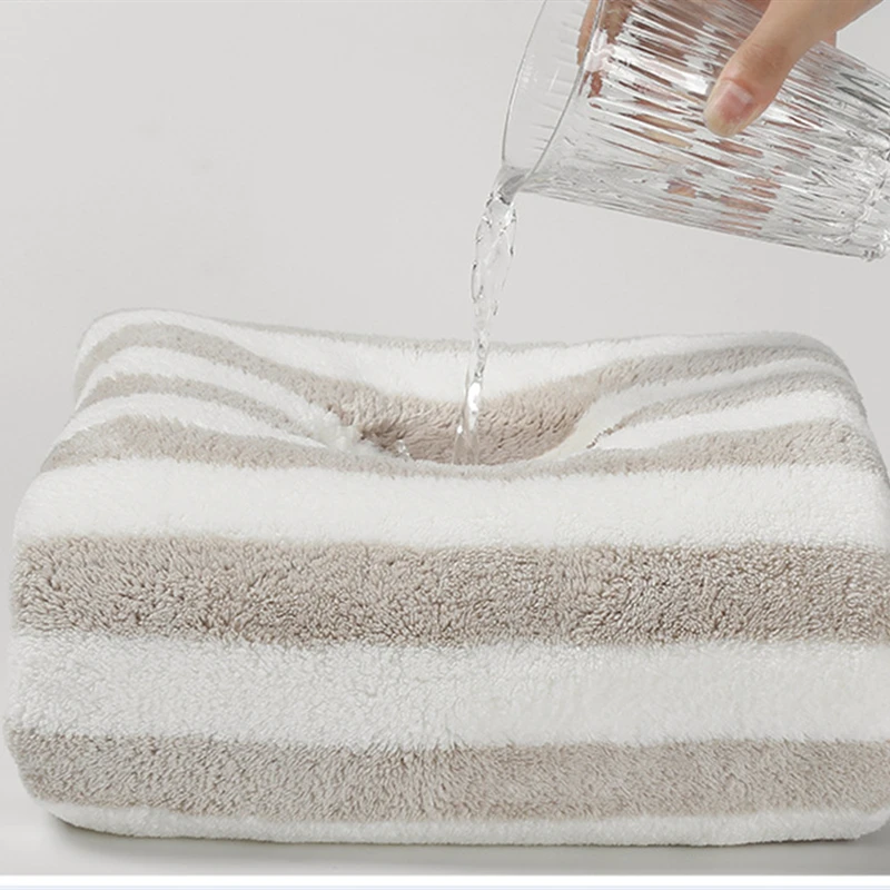 

Soft Hand Towel stripe Face Towel Microfiber Fabric Baby Towel Hanging Bathing Towel For Bathroom Kitchen Quick Dry Towel