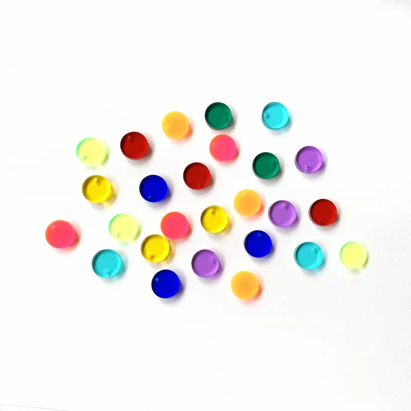 (20pcs/pack) 12mm 14mm 16mm Acrylic Transparent Color Coin Shape Flat Round Studs For Earrings DIY Accessories Wholesales