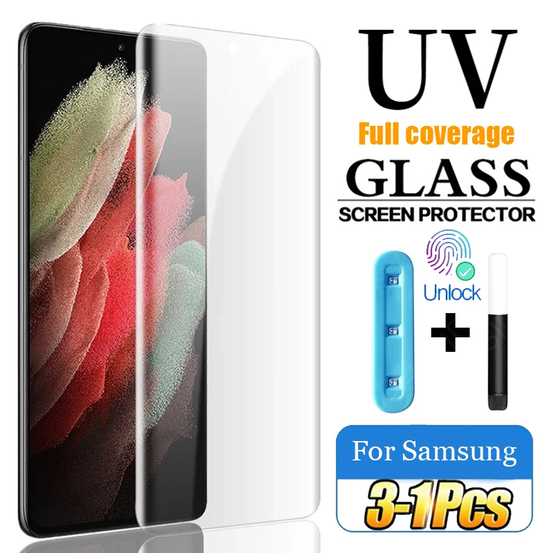 УФ протектор экрана из закаленного стекла для Samsung Galaxy S21 Plus Ultra Screen Protector S10 плюс S8