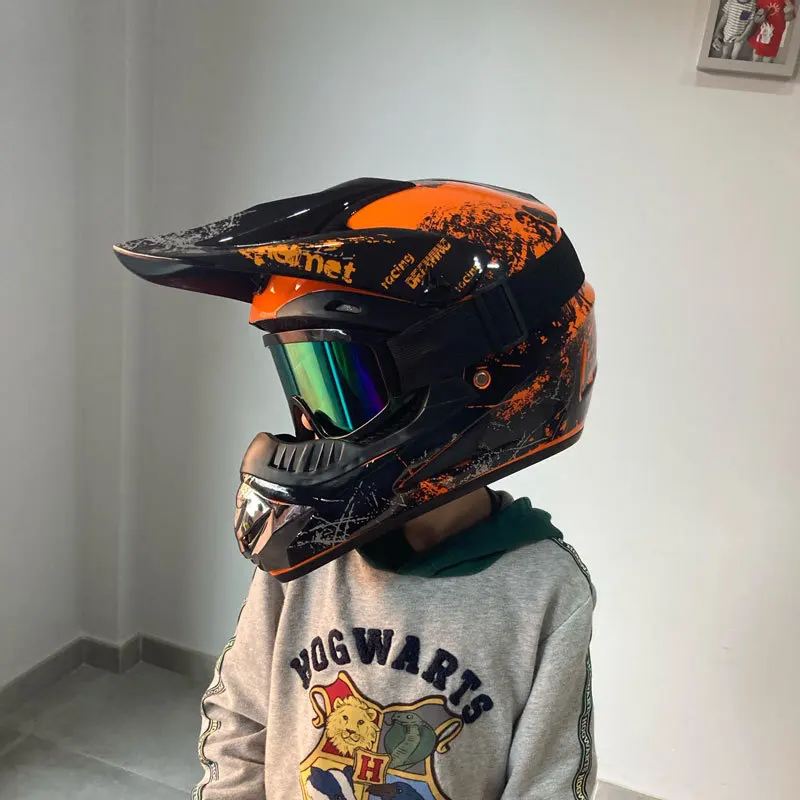 Мотоцикл Шлем детский Мотокросс Casco полный охват шлем 3 шт. подарочный набор Мода