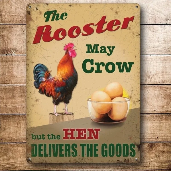 

Retro Vintage Style Metal Sign The Rooster May Crow Kitchen Home Bar Wall Decor