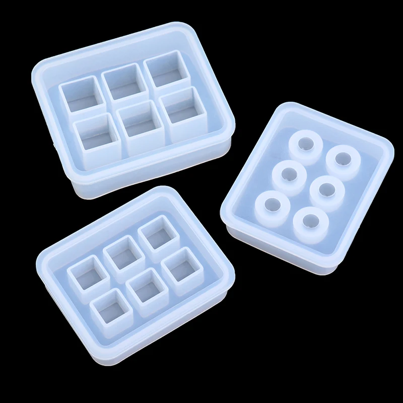 1PCS New Rectangle Silicone Bead Mould Square Ball 5/6/9 Hanging Holes DIY Epoxy Jewelry Mold