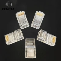 2021 new rj45 crystal heads for cat6 cable connector gold through ethernet cables module plug network rj 45 crystal heads cat6