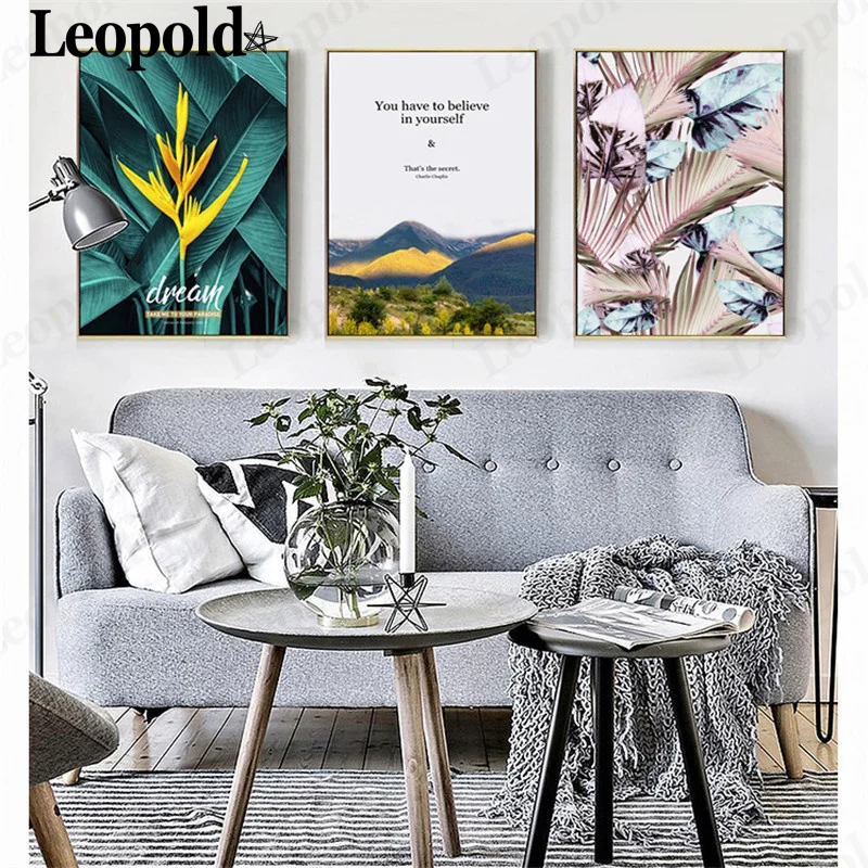 

Nordic Green Leaf Canvas Painting You Have To Believe In Yourself Letter Print Landscape Poster Modern Home Room Wall Decoration