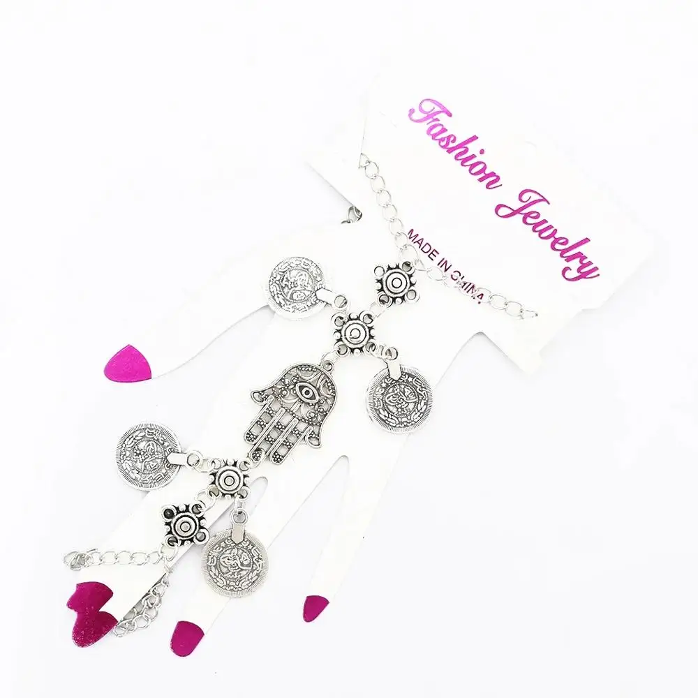 Women Gypsy Jewelry Bracelets Silver-Color Coin eye Charms Dangle Pendant Vintage Ethnic Gift Free Shipping | Украшения и