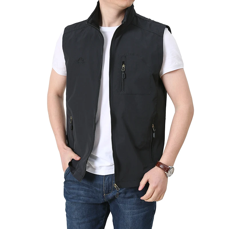 

Outdoor Summer Spring Casual Men's Vest Multi-pockets Zipper Jackets Sleeveless Male Photography Fishing Military Men's Vest 6XL