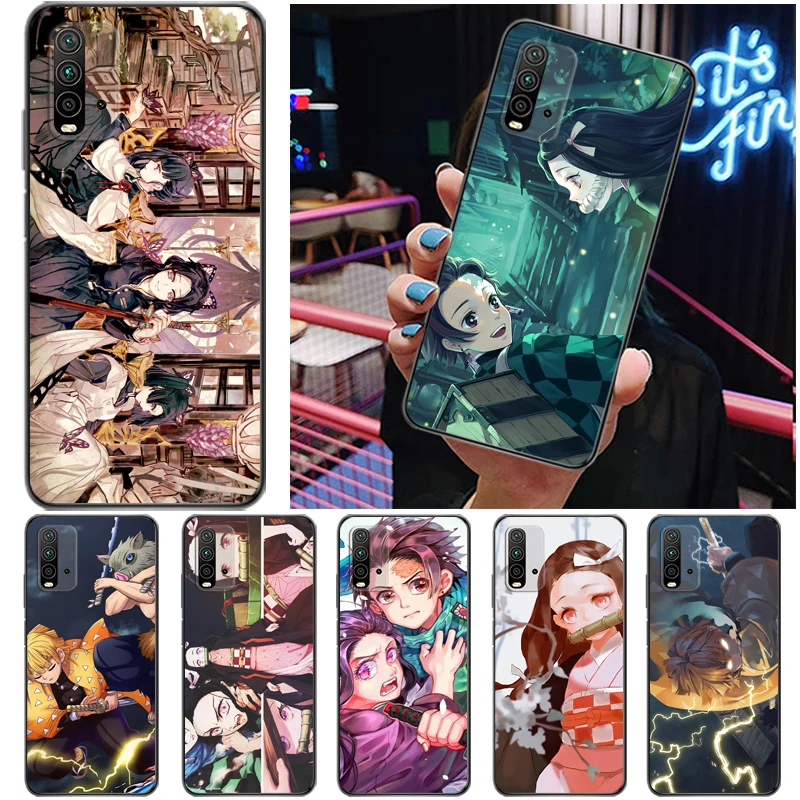 

Demon Slayer Kimetsu No Yaiba Agatsuma Zenitsu Kamado Nezuko Kamado Tanjirou Phone Case For Xiaomi Redmi 9 9T 9A 9C Pro Coque
