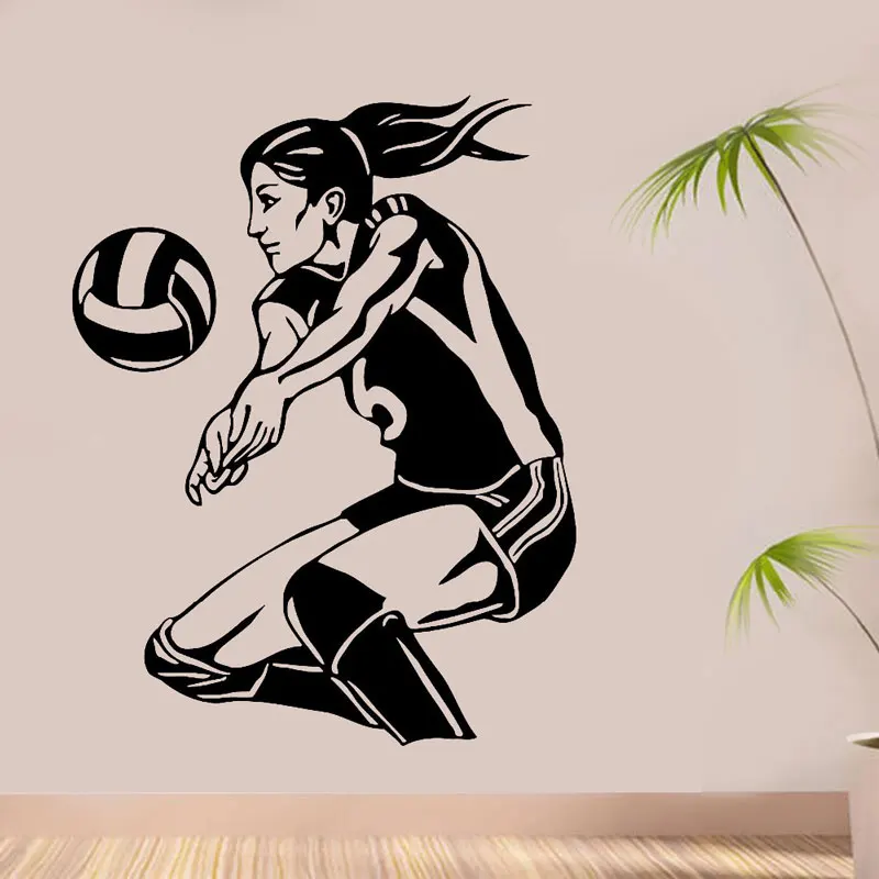 

Female volleyball player wall sticker home decoration vinyl wall stickers girls room dormitory room decoration decals 3YD40