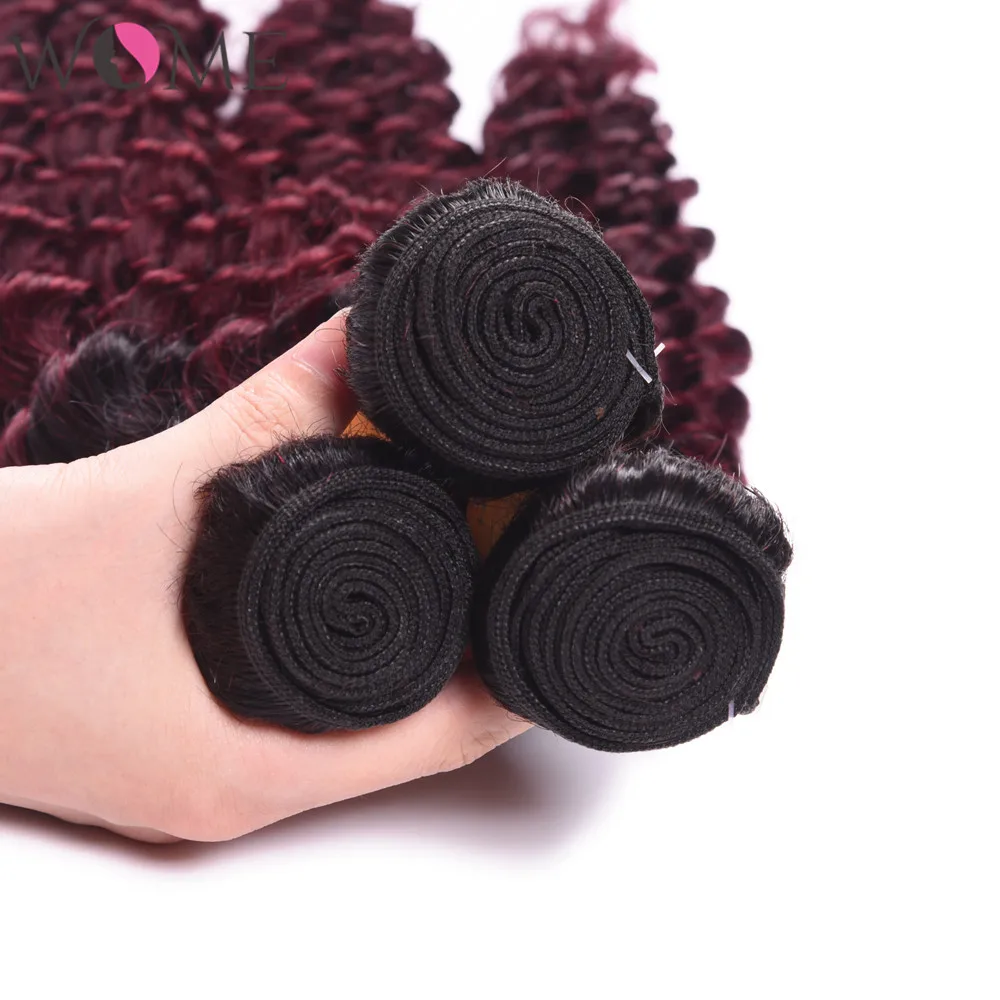 Женские перуанские пряди T1B/99J с глубокой волнистой застежкой 4 вьющихся