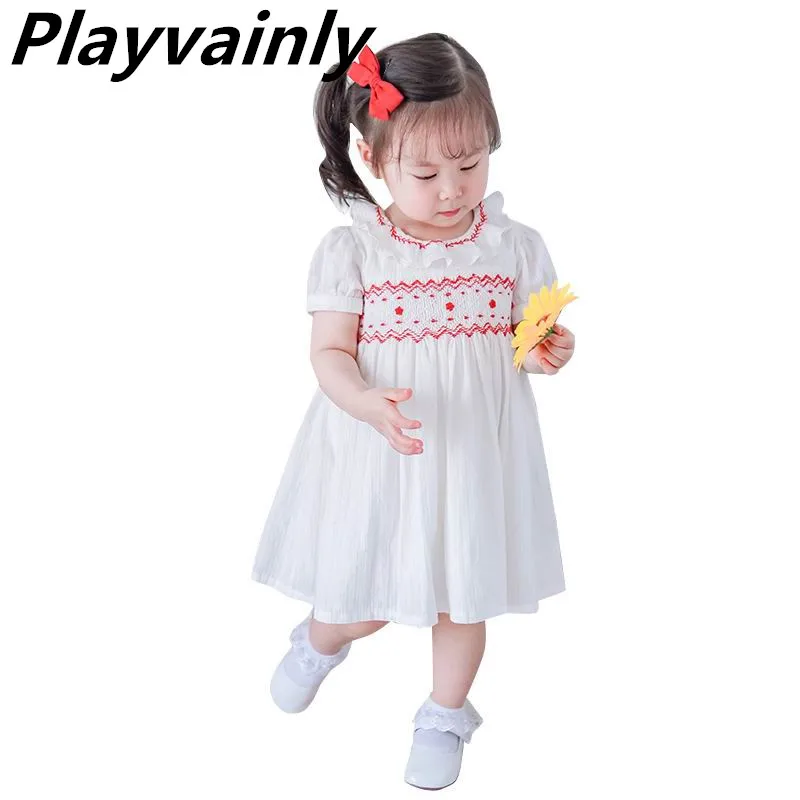

Kids Dresses for Girls 2020 Summer White Smocked Girl Dress Short Sleeve Princess Dress Baby Clothes E20421