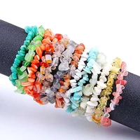wholesale natural chip stone beads chakra reiki women bracelets chain link lobster clasp healing balance meditation rainbow
