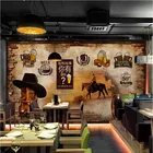 Ретро ностальгическая западная ковбойская культура кирпичная стена пивная тема 3D настенная бумага для бара, ресторана, промышленный декор, Настенная бумага 3D
