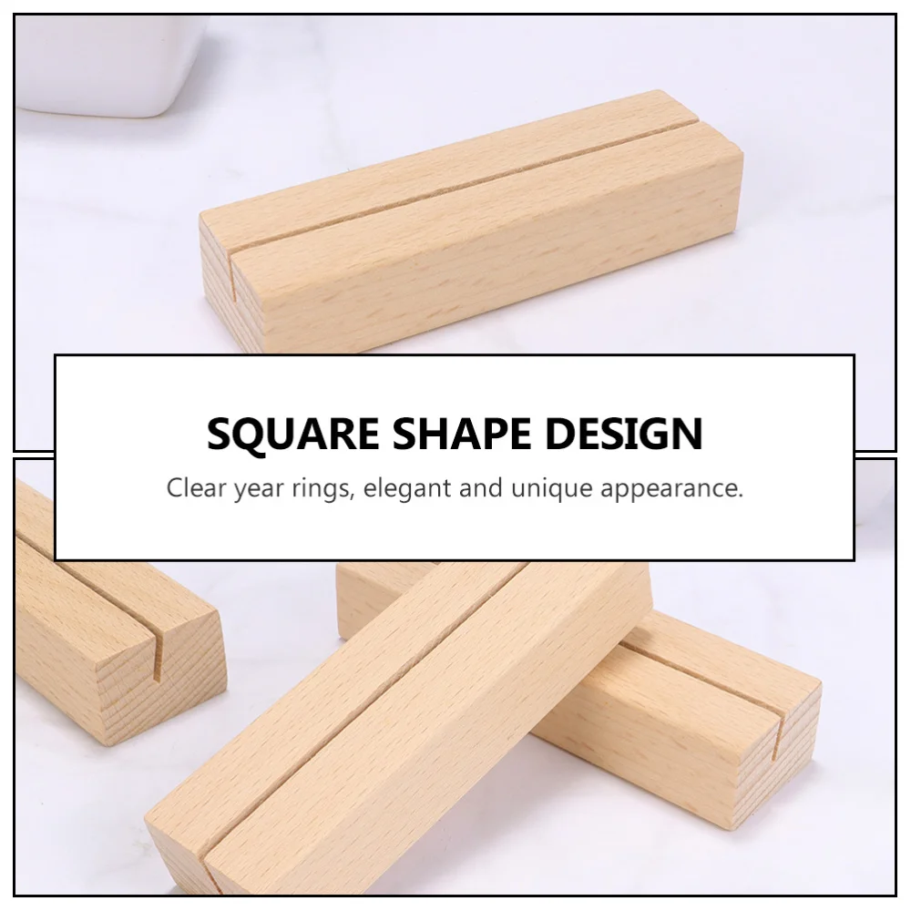 

5pcs Natural Wood Memo Holder Desktop Wooden Base Business Cards Postcard Holder