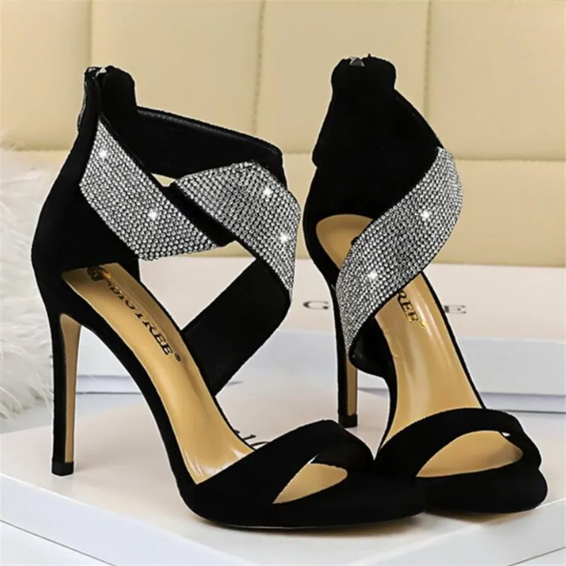 

Новинка 2021, женские сандалии, сексуальная замшевая обувь с перекрестной шнуровкой, женская обувь, свадебная обувь, каблук-шпилька 10 см, 3-8 9 ...