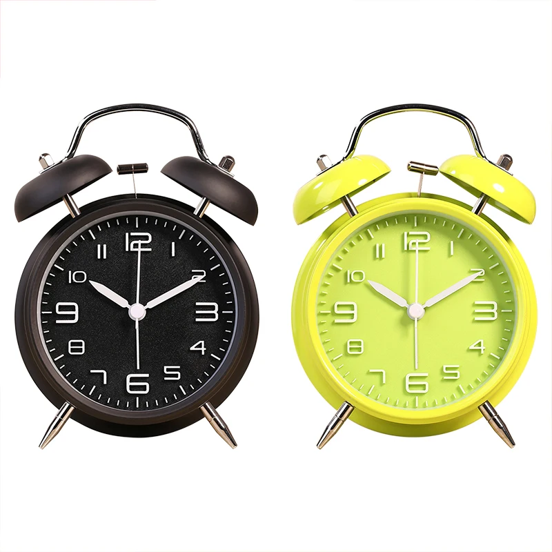 Горячая 4 дюймовый стерео цифровые часы будильник творческий классический немой студентов крик двойные
