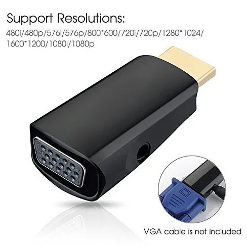 Совместимому с HDMI к VGA 15 штырьковыми разъемами аудио кабель конвертер FHD 1080P 720P 480P