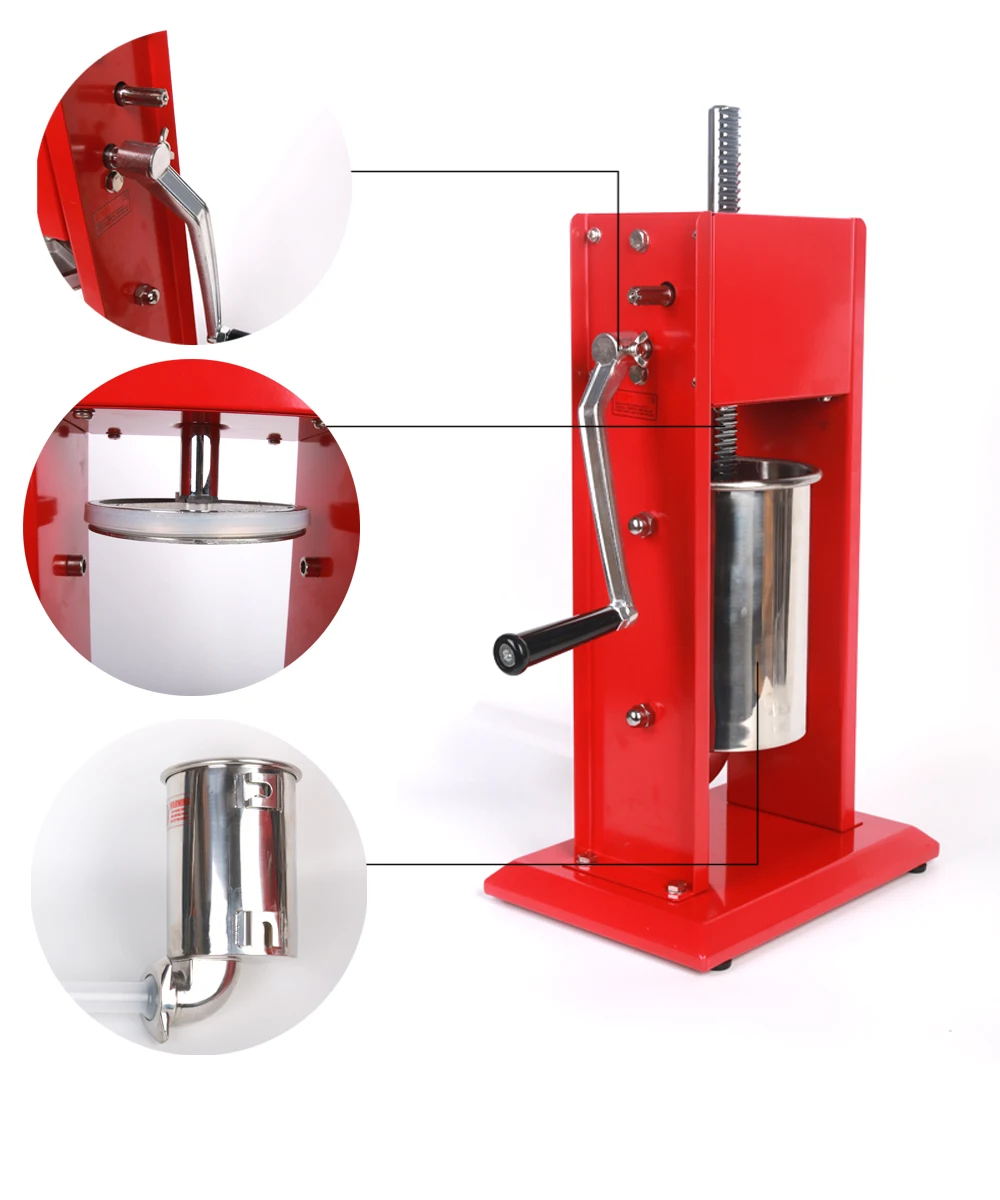 3L Homemade Sausage Stuffer 4 Funnels Size Manual Meat Grinder Maker Vertical Enema Filling Syringe Making Machine Kitchen Tool |