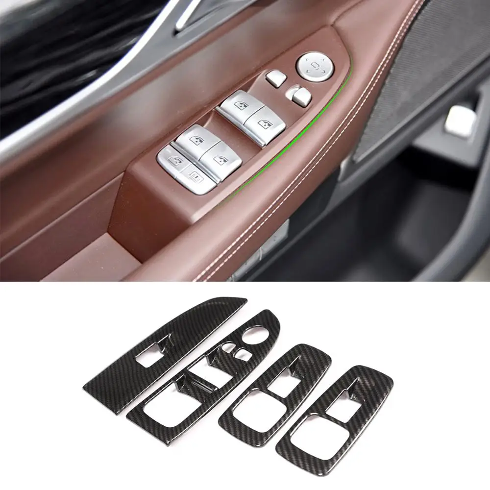 4 шт. углеродного волокна Стиль ABS оконный подъемный переключатель кнопка рамка