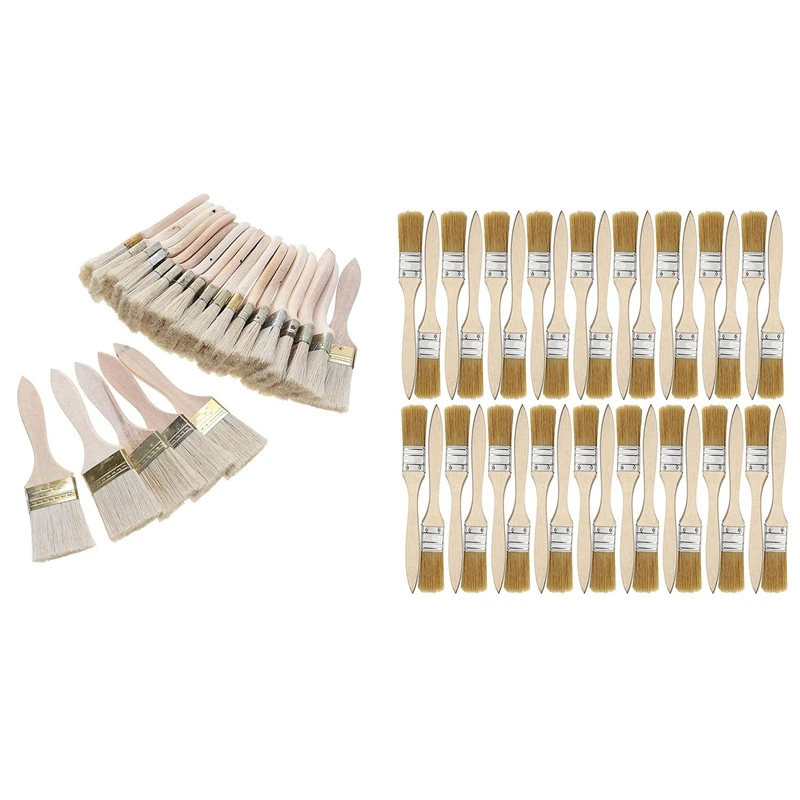 

60Pcs Paint Brushes And Chip Paint Brushes For Paint Stains Varnishes Glues - 36Pcs 1 Inch (24Mm) & 24Pcs 2 Inch (48Mm)